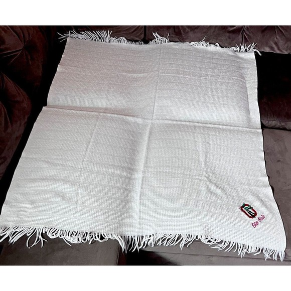 VTG FARIBO Wool Sports Blanket Tailgate Throw Ohio State Embroidery Cream USA - Picture 1 of 6